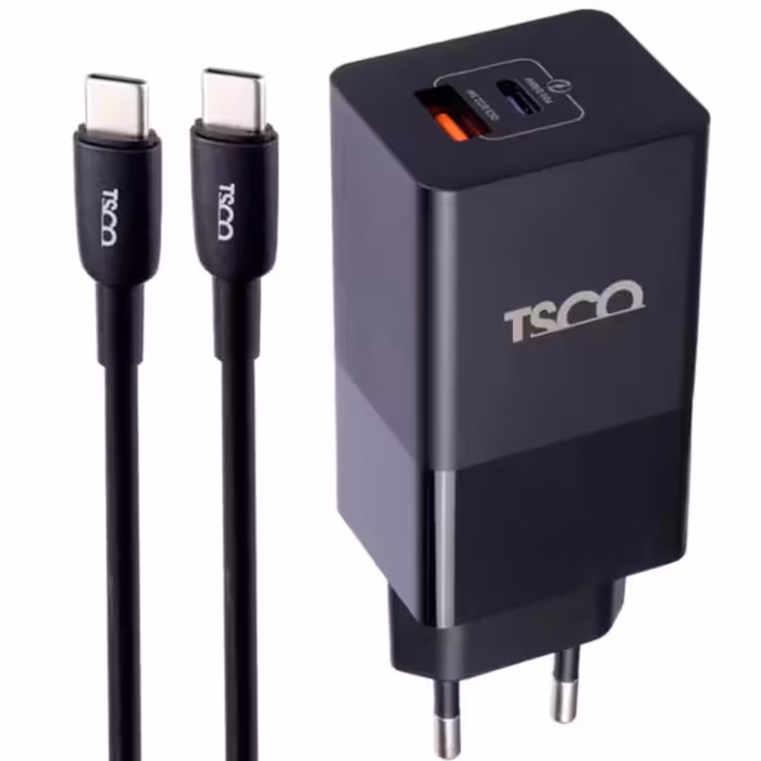 شارژر دیواری تسکو مدل TTC 67 به همراه کابل تبدیل USB-C دو پورت 65 وات پشتیبانی از فناوری USB PD ارسال رایگان و هدیه
