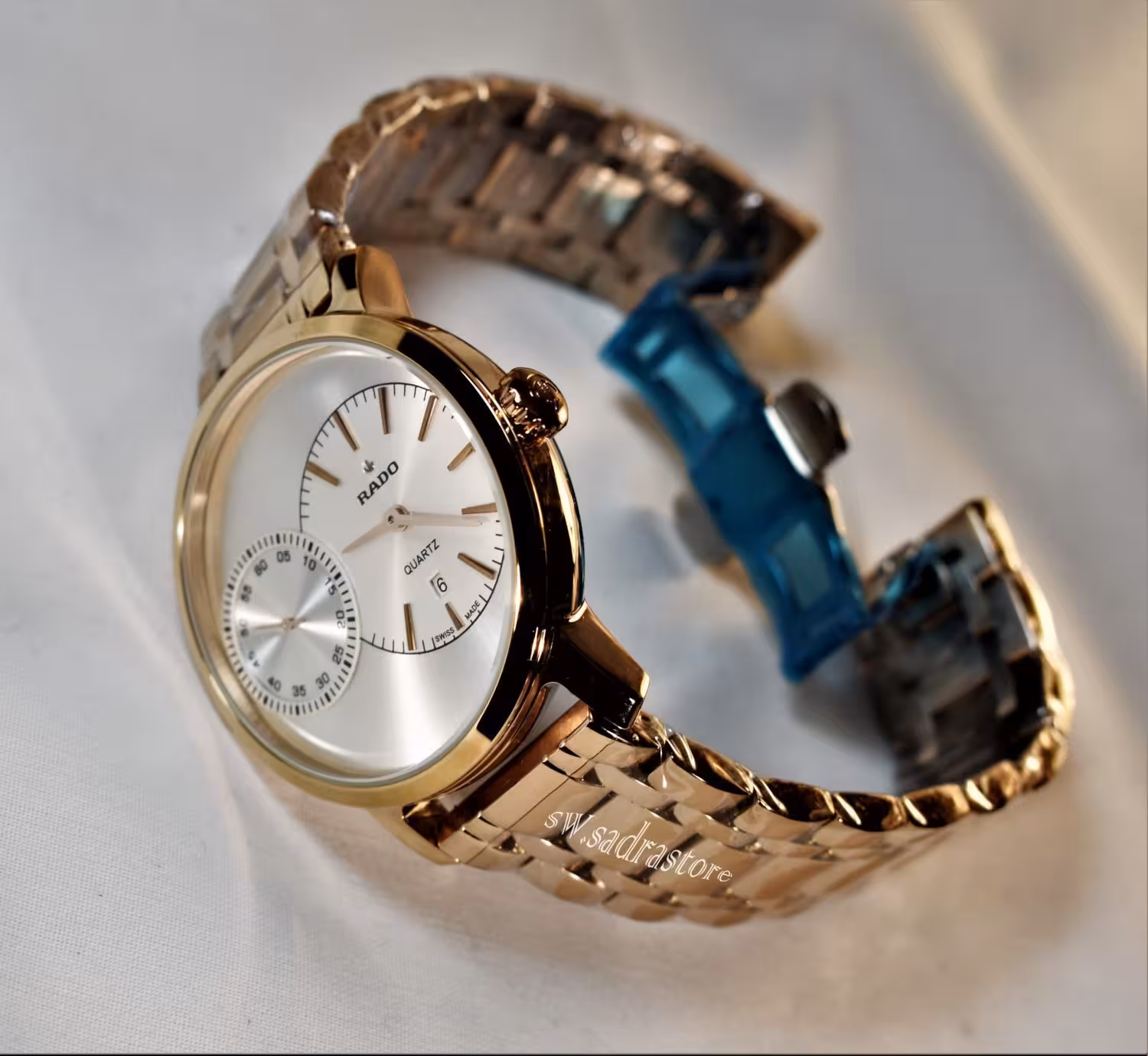 RADO DIAMASTER 6093 هر دو موتور ژاپن رادو 2 موتوره بغل ثانیه بهمراه تاریخ روزشمار ** قاب و بند مسی ** درب استیل ** ساده بسیار جذاب