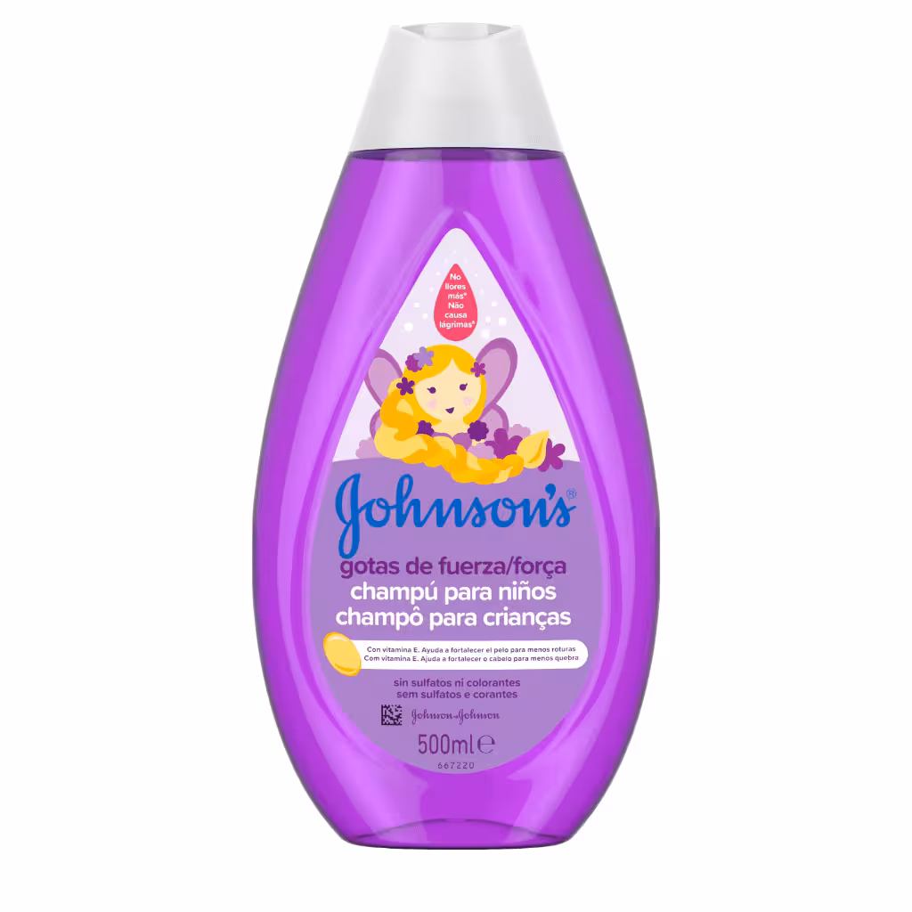شامپو جانسون کودک بنفش  Johnsons Gotas De Fuerza Champú Para Niños 500ml