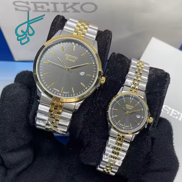 خرید ست ساعت كلاسيك زنانه و مردانه سيكو گرند موتور ژاپن کیفیت عالی رنگ ثابت کد 2116726 - ردگل