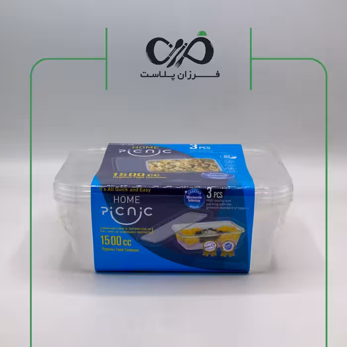 ظرف ماکروویو یکبار مصرف 1500 سی سی طب پلاستیک (3 عددی)