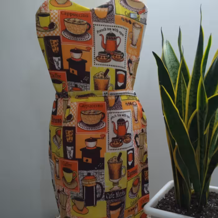 پیشبند آشپزخانه قلبی دامن پیلی دار با پارچه مخصوص سرویس آشپزخانه ونایلون بیمارستانی اعلا با دوختی تمیز 