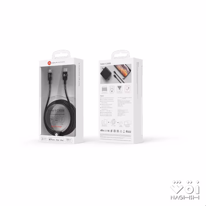 کابل USB-C به لایتنینگ آدام المنتس مدل Adam Elements PeAk II C300B به طول 3 متر