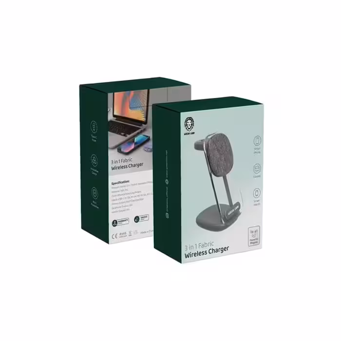 شارژر بی سیم گرین لیون مدل Green lion GN3IN1FAWIRC wireless fabric