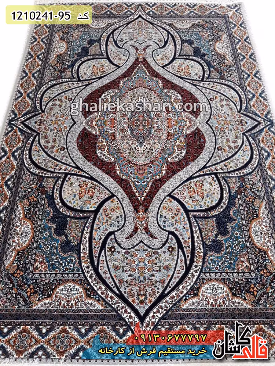 فرش طرح 700 شانه ( 500 شانه ) طرح کیمیا زمینه فیلی کاشان