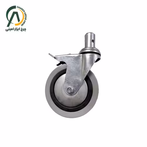 چرخ فروشگاهی H پینی گردان ترمزدار قطر 125 میلی متر