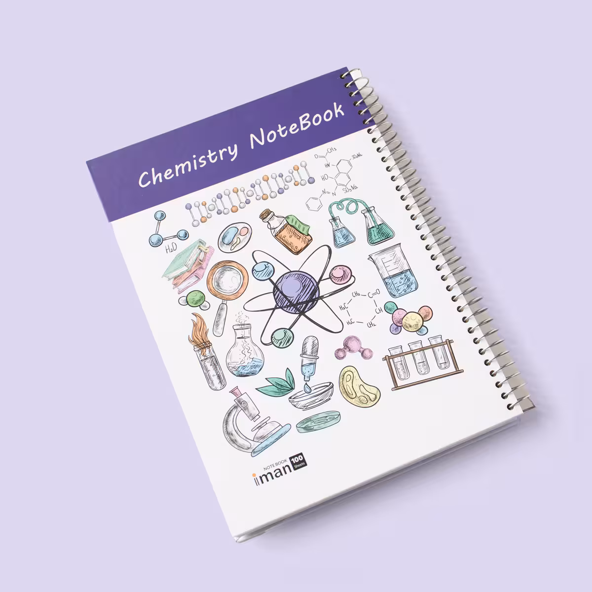 دفتر مدرسه خط دار شیمی 100 برگ ایمان (iman)