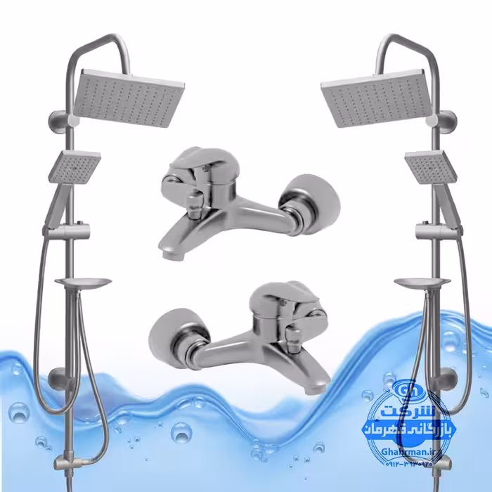 ست 4 عددی دوش حمام با علم یونیورست رسوب‌گیر اتومات شیرآلات آیدا صنعت مدل قهرمان | کروم مات