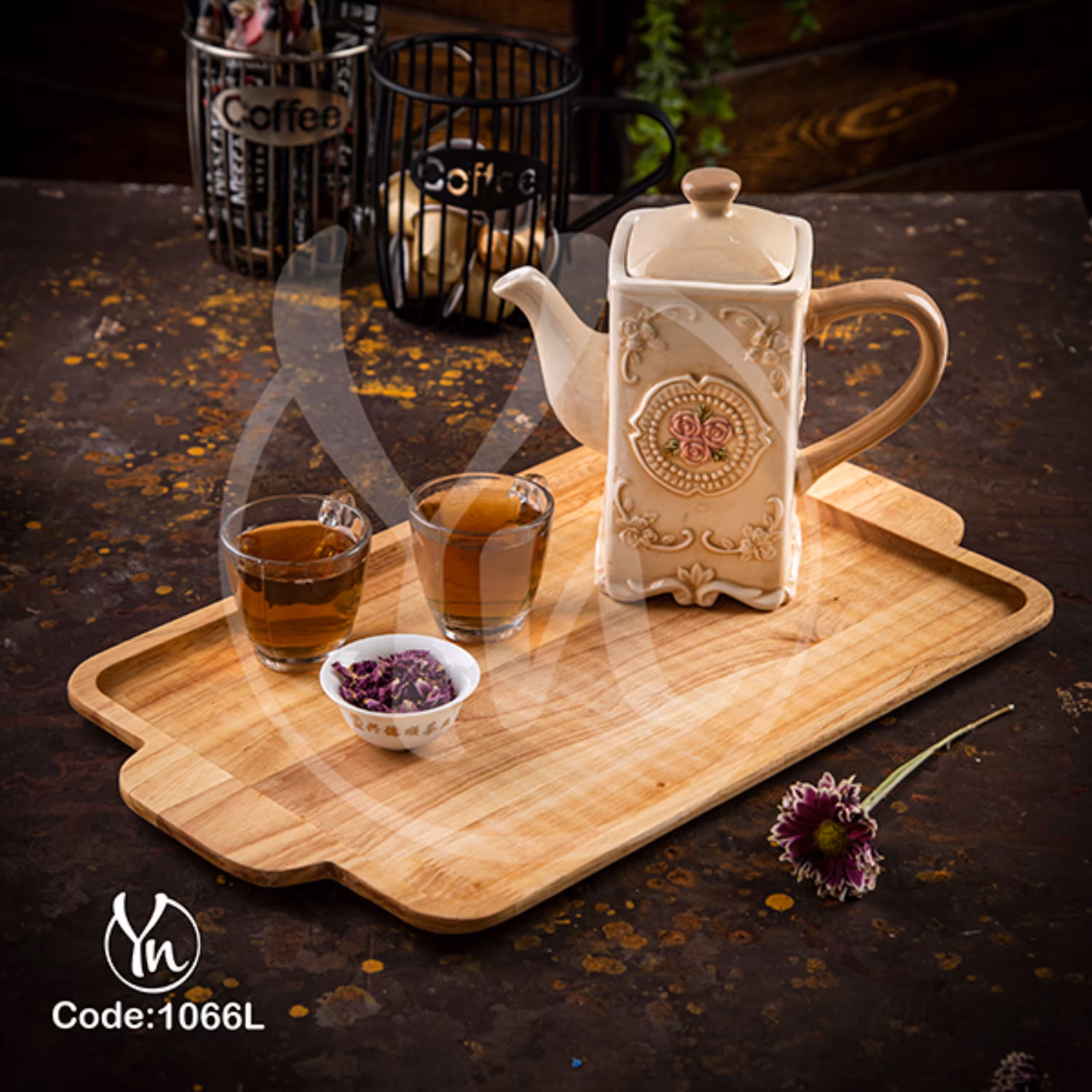 سینی مستطیل بزرگ دسته دار (چوب رابروود)