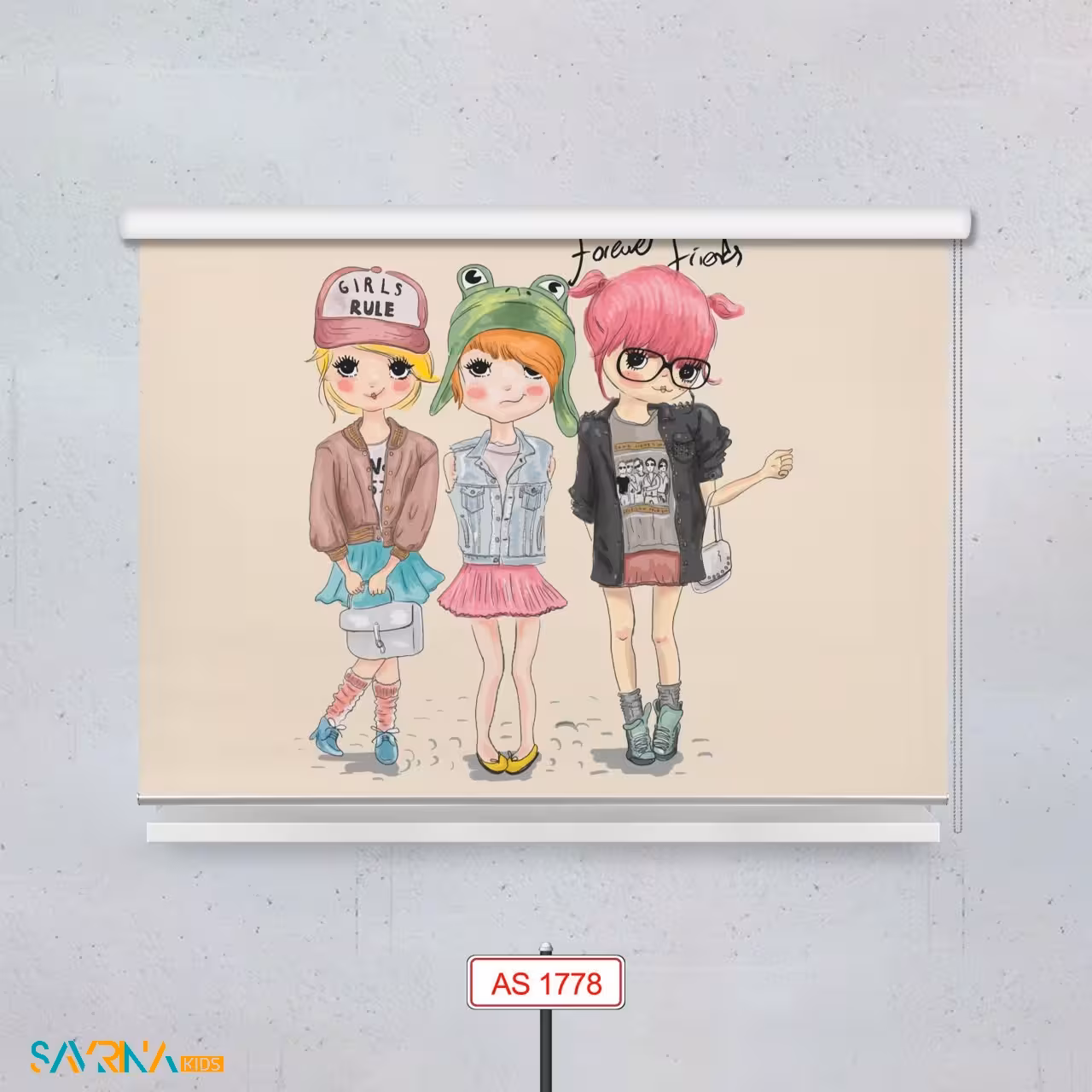 پرده شید بچگانه طرح دختر جذاب کد AS1778