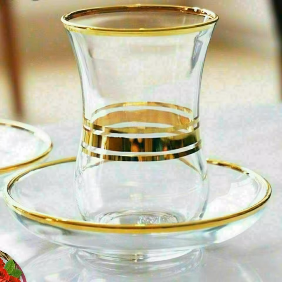 استکان نعلبکی 4 خط طلا