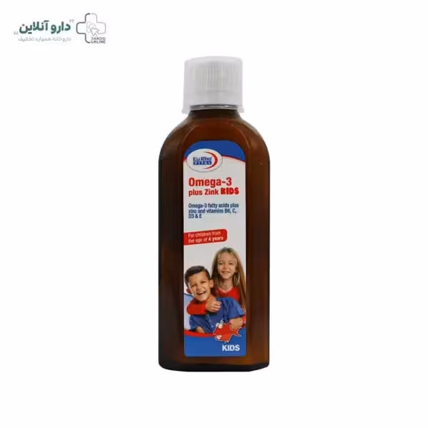 شربت امگا 3 پلاس زینک کیدز یوروویتال حجم 200 میلی لیتر
