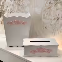 سطل وجادستمال ساده گلدار ام دی اف پس کرایه