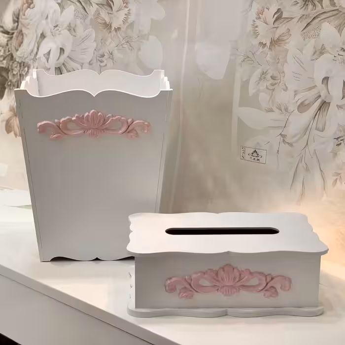 سطل وجادستمال ساده گلدار ام دی اف پس کرایه