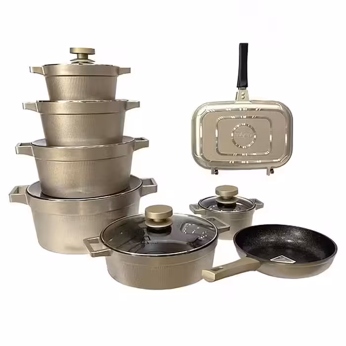 سرویس قابلمه 15 پارچه یونیک مدل دیاموند بژ UN-8523