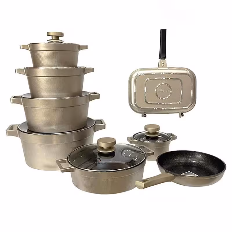 سرویس قابلمه 15 پارچه یونیک مدل دیاموند بژ UN-8523