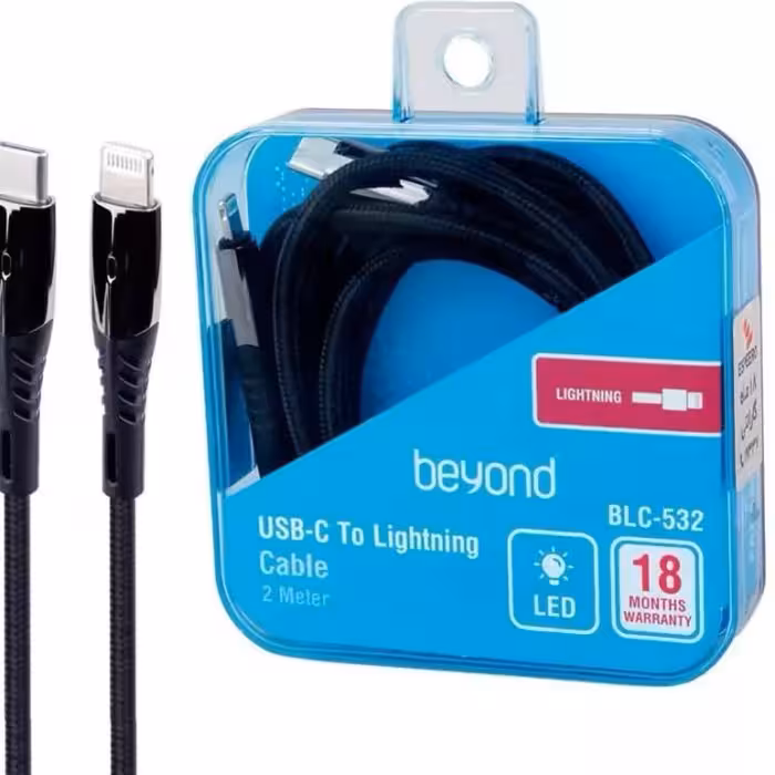 کابل شارژ بیاند مدل BLC-532 لایتنینگ به تایپ سی طول 2 متر با شارژ سریع و انتقال داده
