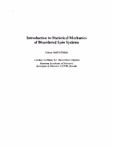 خرید و دانلود نسخه کامل کتاب Intro to Stat Mech of Disordered Spin Systems
