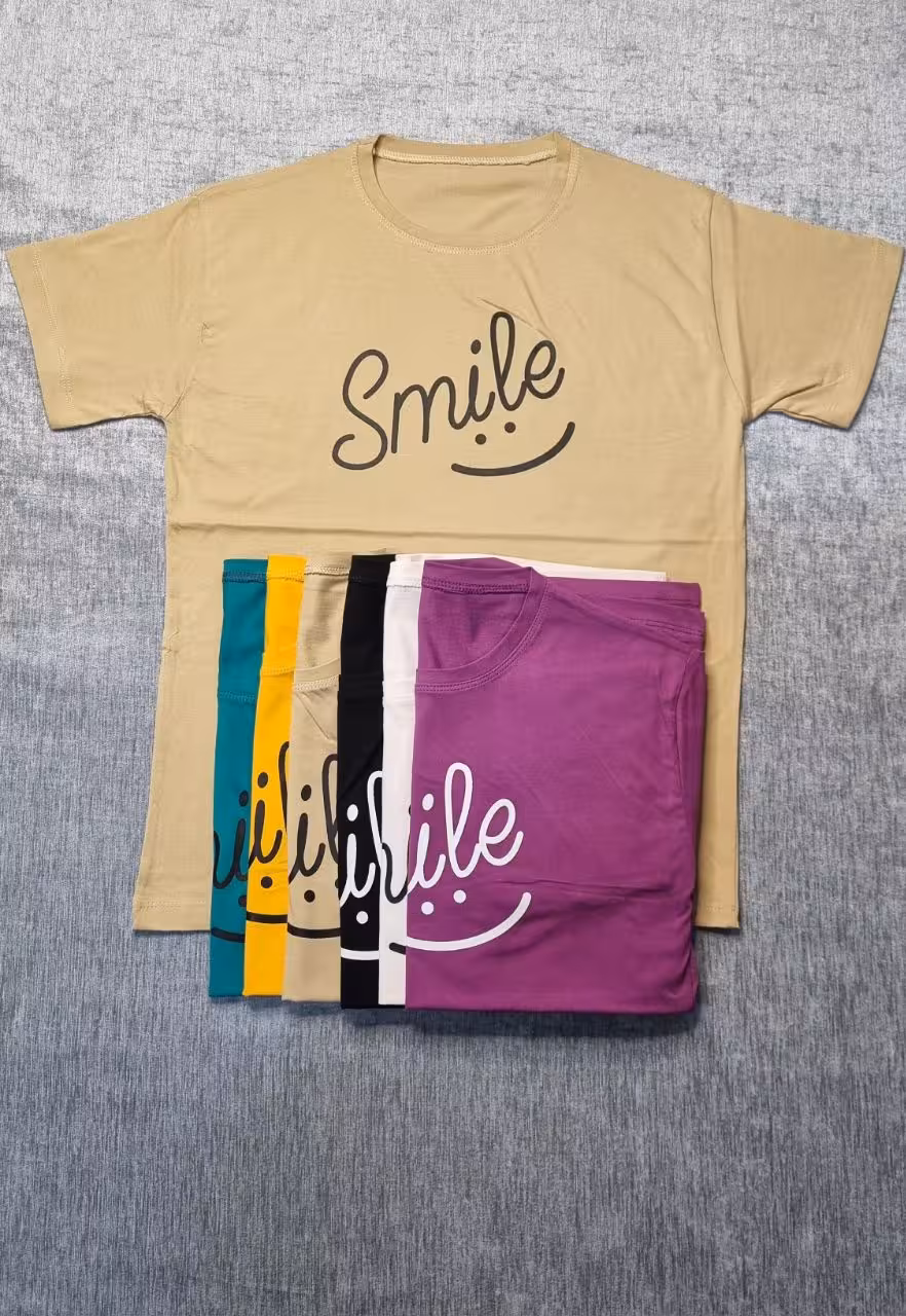 تیشرت نخ پنبه طرح لبخند کد 3511