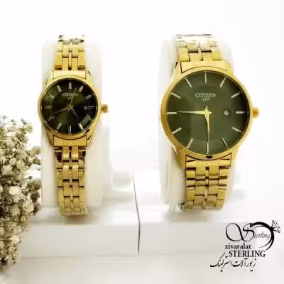 ساعت ست سیتیزن طلایی صفحه سبز کد 19999