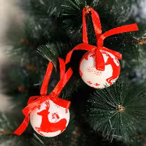 اویز گوی سفید کریسمس قطر 6 سانت کد 407