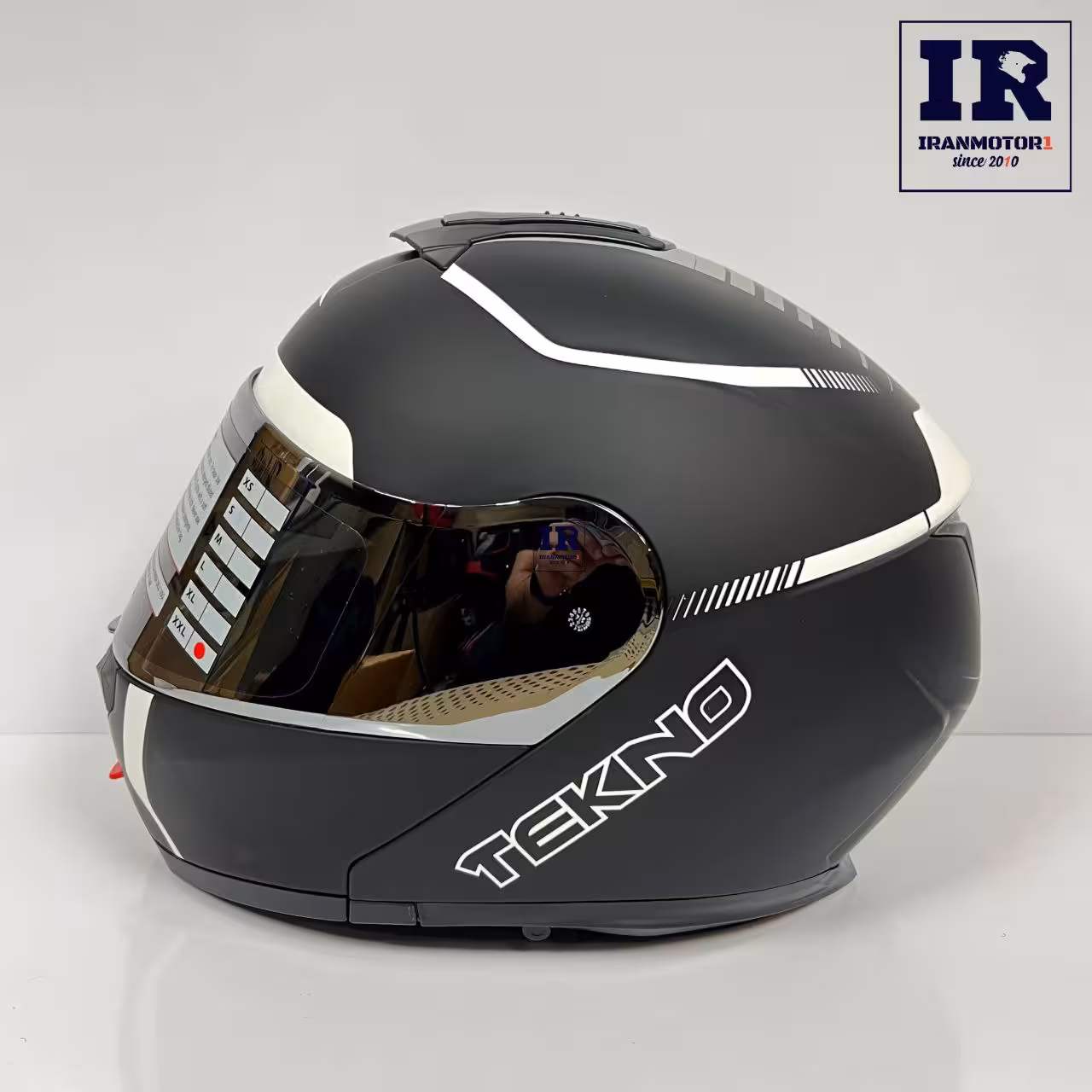 کلاه کاسکت فک متحرک تکنو Tekno - مشکی سفید مات