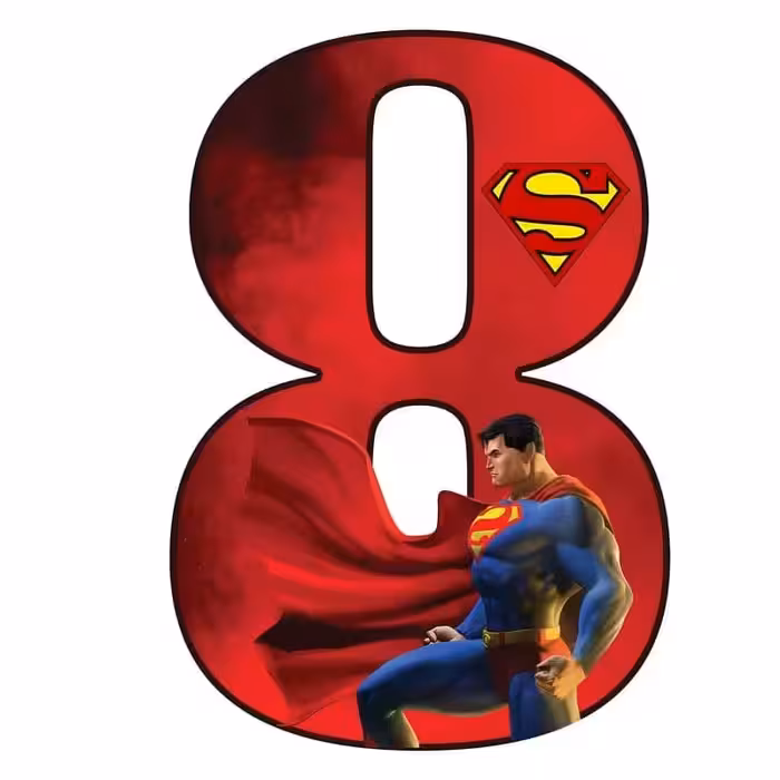 استند رومیزی تولد مدل عدد 8 طرح سوپرمن