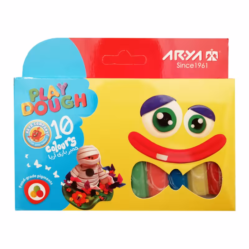 خمیر بازی آریا 10 رنگ مقوایی