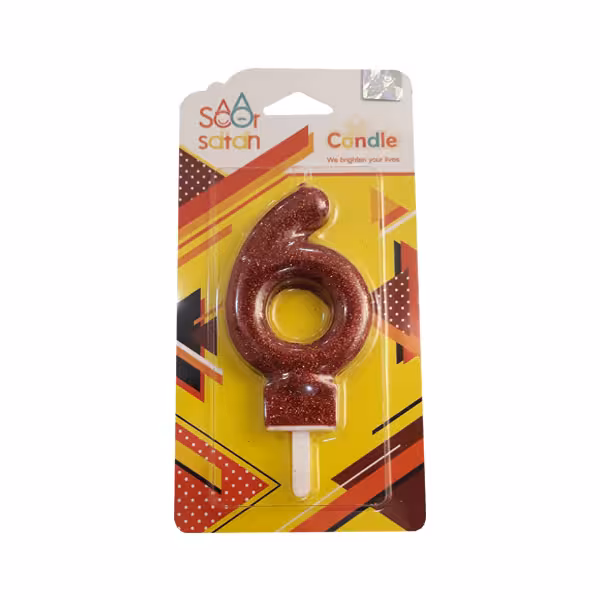 شمع تولد عدد 6 قرمز اکلیلی