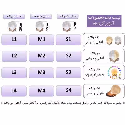 آباژور رومیزی مدل کره ماه L1