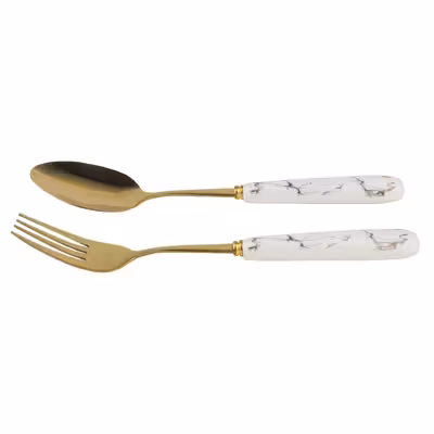 ست قاشق و چنگال 12 پارچه مدل دسته سرامیکی