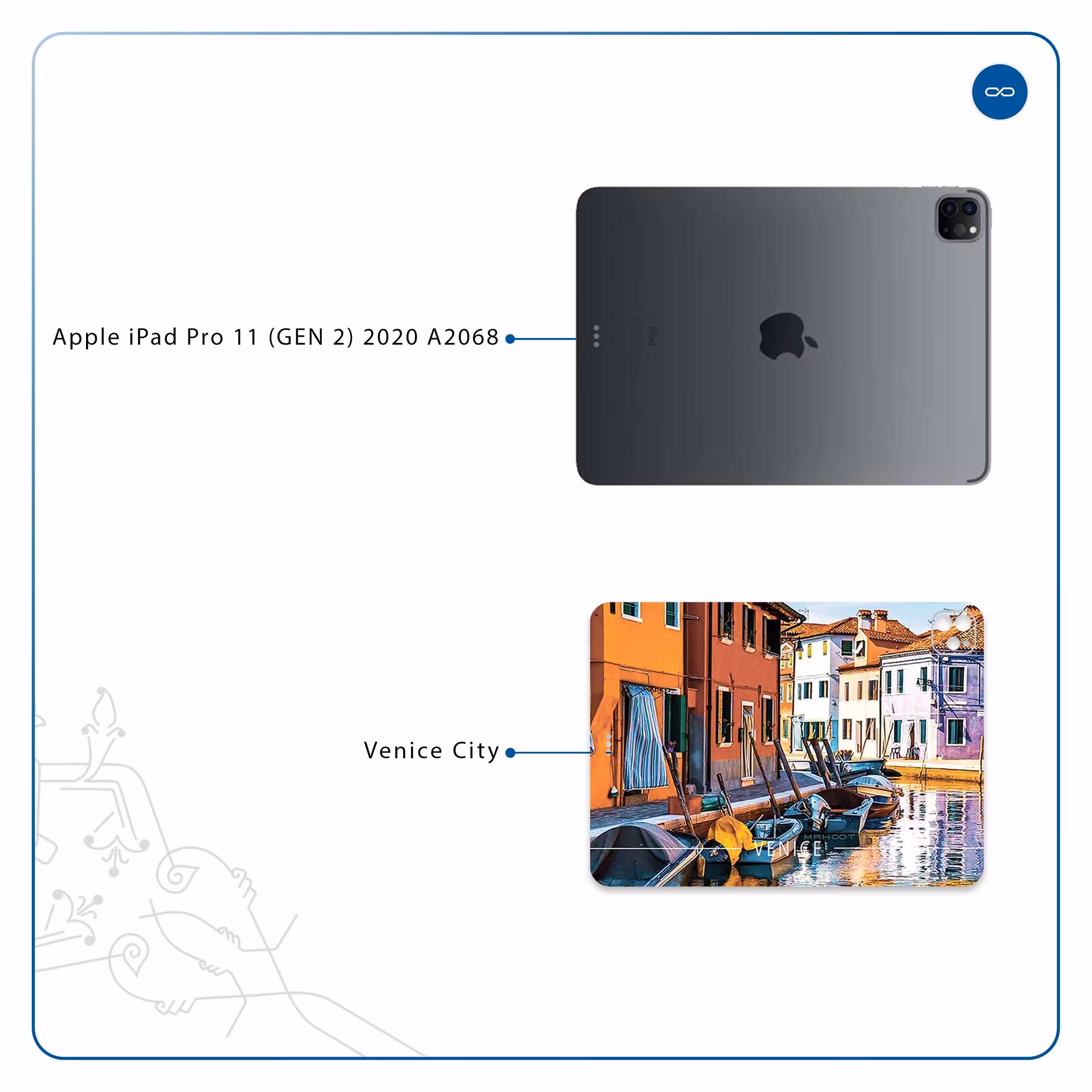 برچسب پوششی ماهوت مدل Venice City مناسب برای تبلت اپل iPad Pro 11 (GEN 2) 2020 A2068