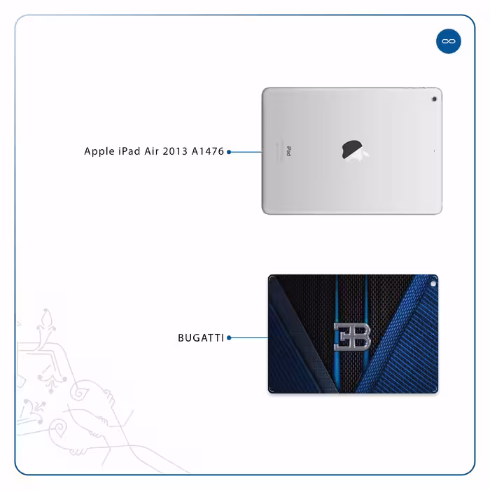برچسب پوششی ماهوت مدل BUGATTI مناسب برای تبلت اپل iPad Air 2013 A1476