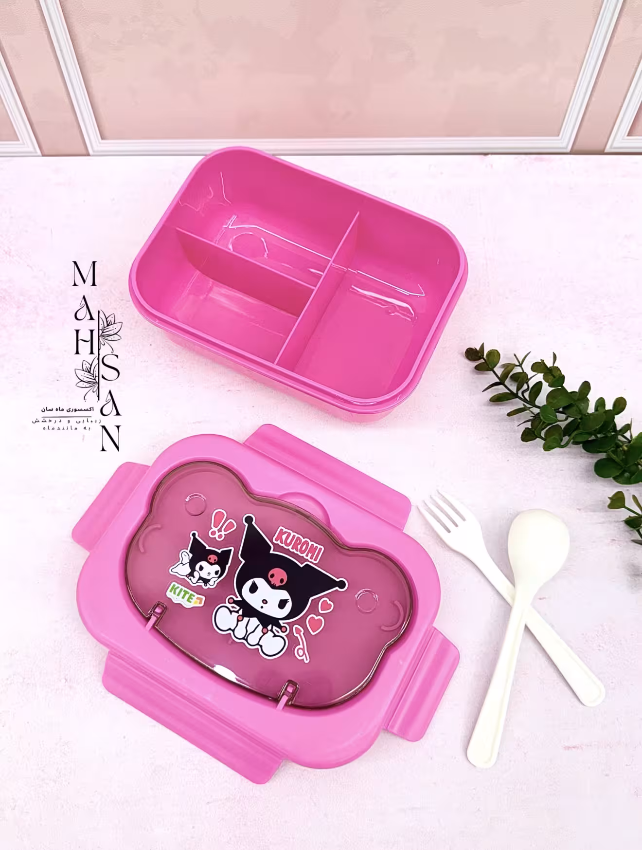 ظرف غذا دخترانه کرومی دوطبقه خارجی پلی کربنات در رنگ سرخابی بنفش آبی زرد گلبهی