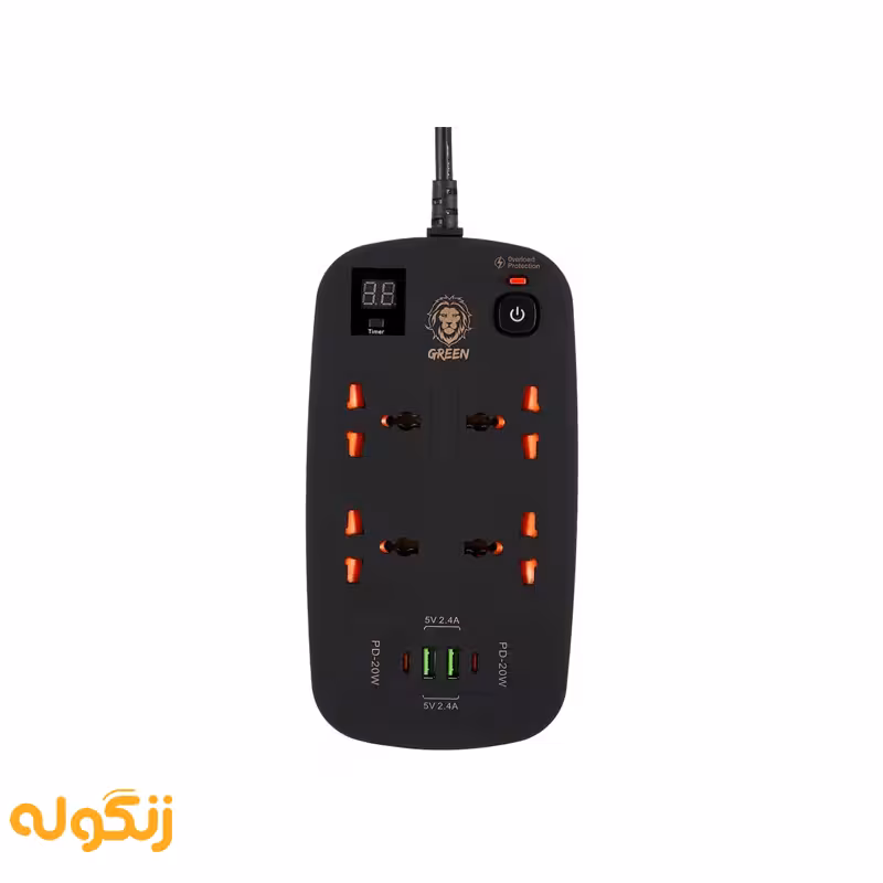 چندراهی برق گرین لاین مدل Power Socket 3500w - زنگوله