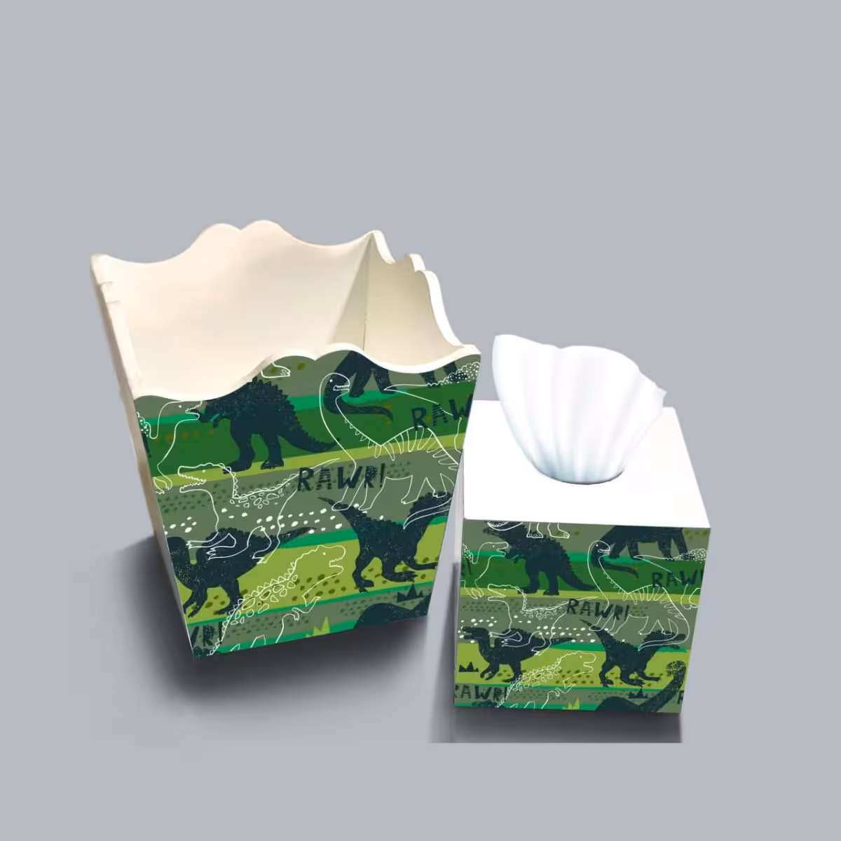 ست سطل و جا دستمال چوبی کودک طرح دایناسور کد A4063