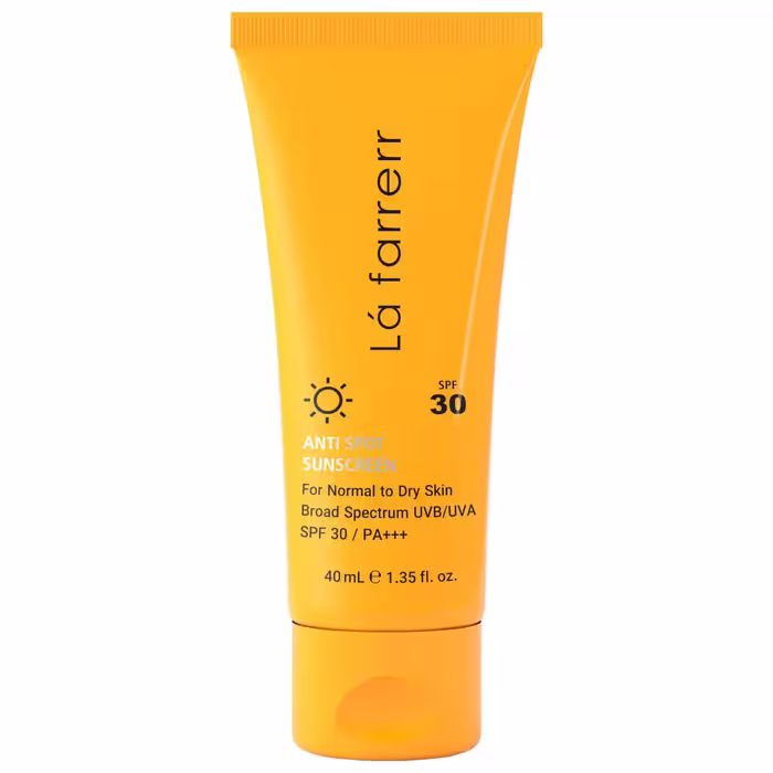 کرم ضدآفتاب و ضد لک بی رنگ لافارر مدل SPF 30 مناسب پوست های خشک و معمولی حجم 40 میلی لیتر