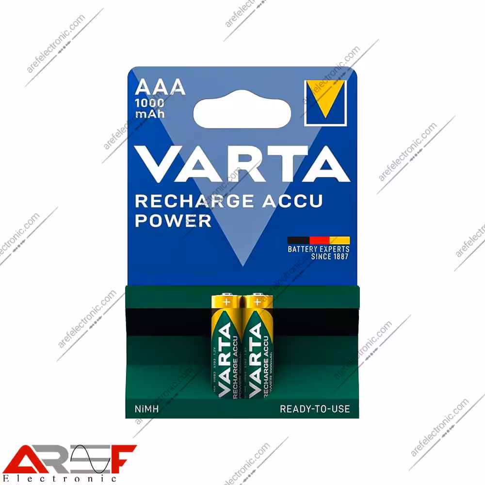 باتری نیم قلمی شارژی وارتا مدل 1000mah - فروشگاه عارف الکترونیک