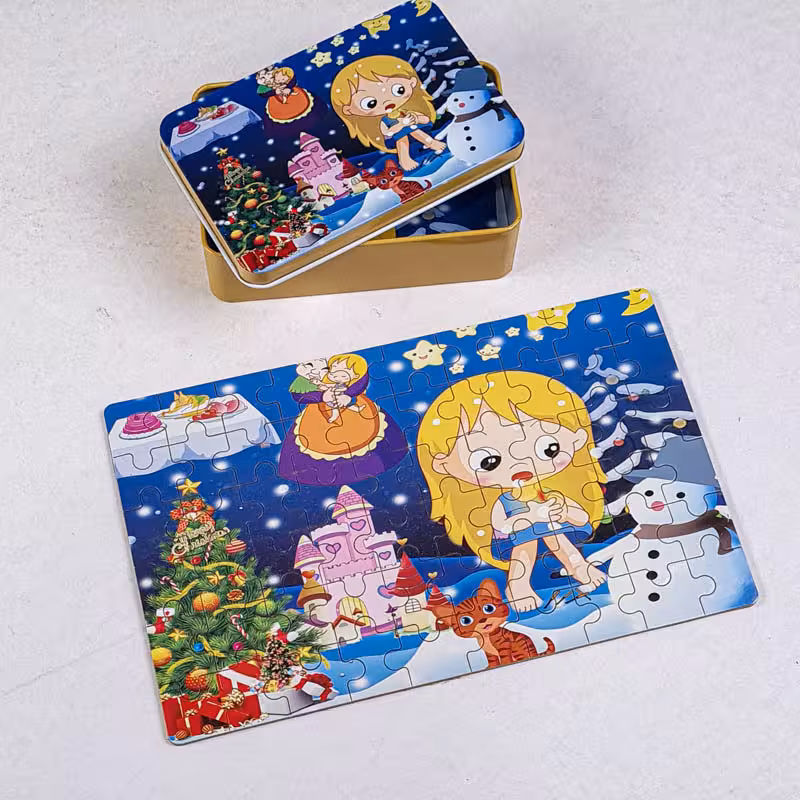 پازل دختر کبریت فروش قوطی فلزی 60 تکه کد jd6015