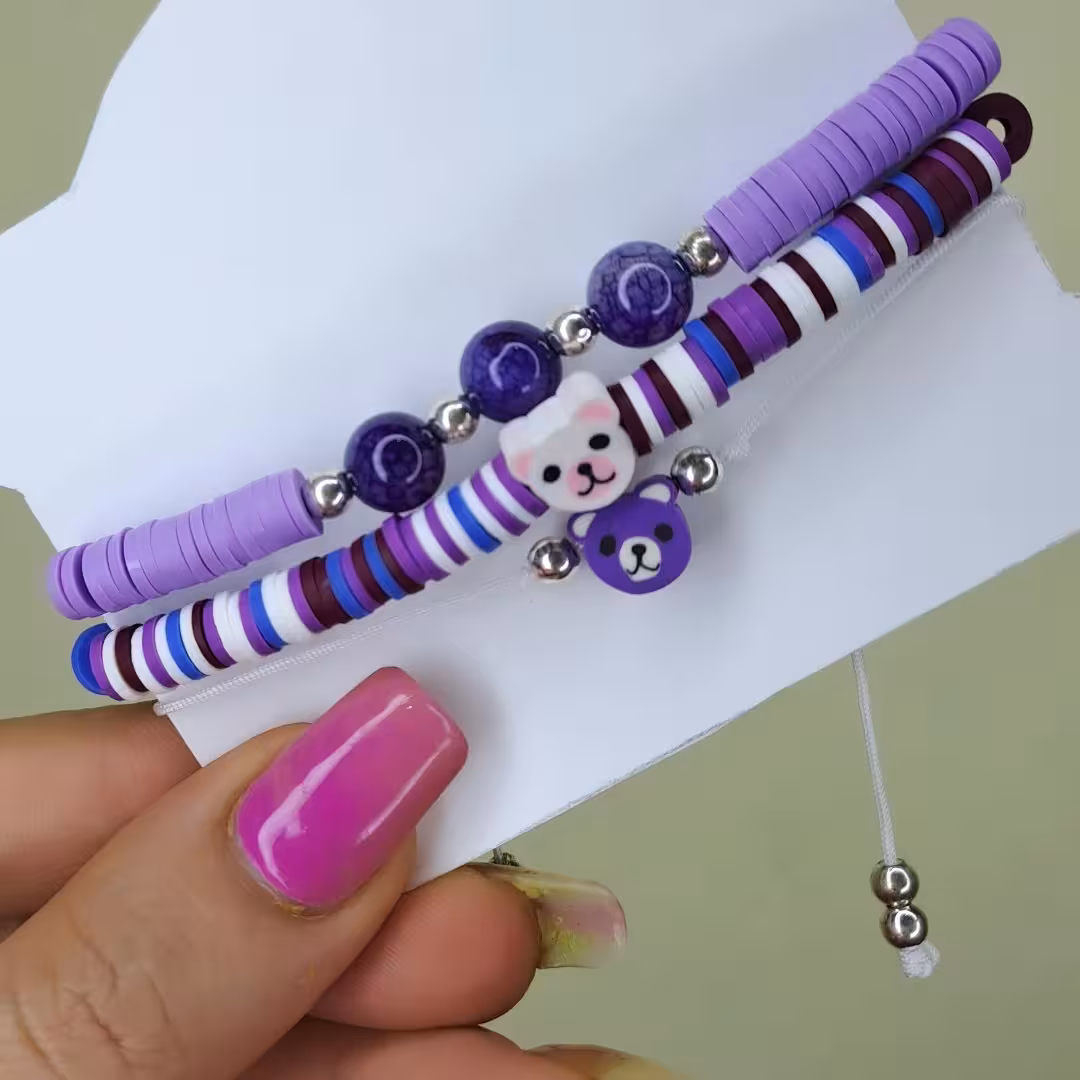 دستبند فیمو دخترانه و زنانه بصورت پک 3 عددی 