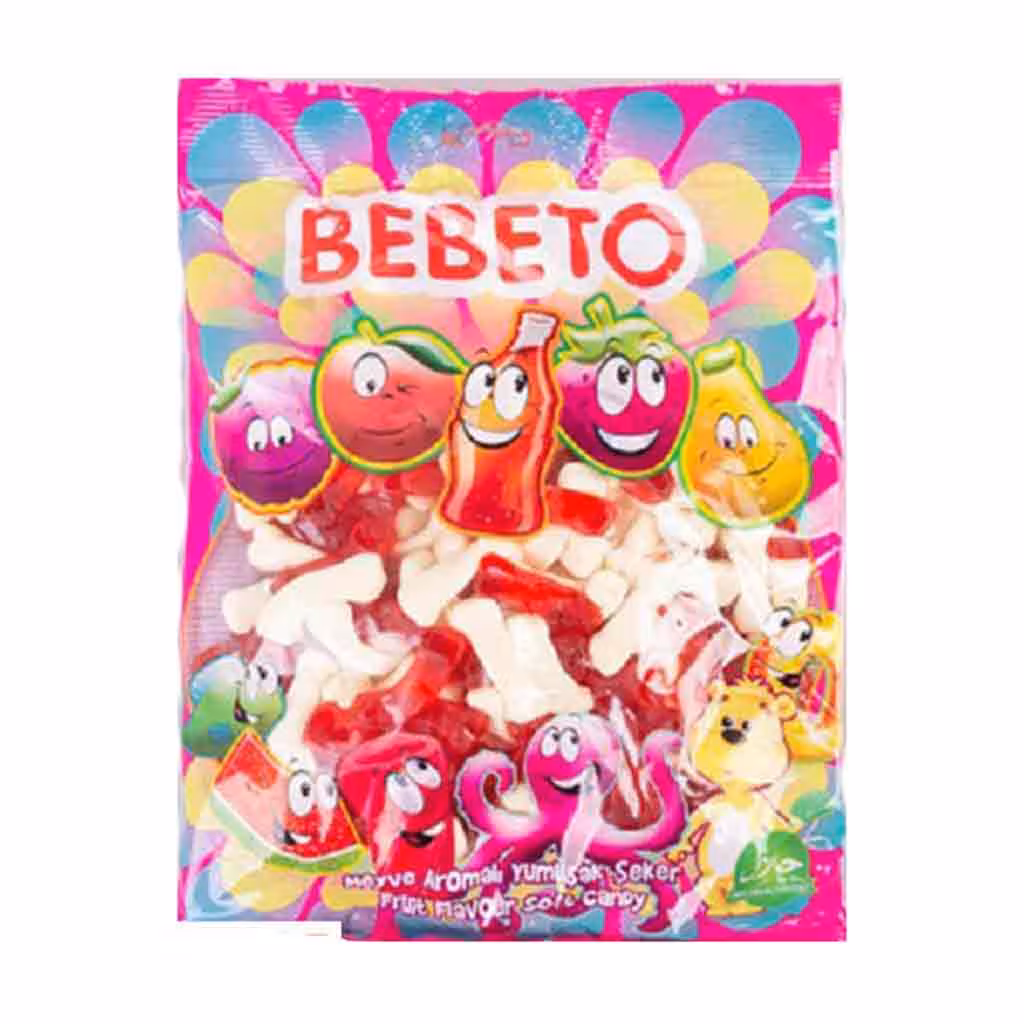 پاستیل مخلوط میوه ای ببتو Bebeto با طرح استخوان 1000 گرم
