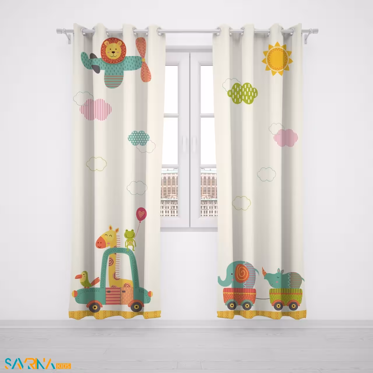 پرده پنلی بچگانه طرح قطار حیوانات کد A2735