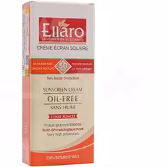 الارو کرم ضد آفتاب کرم پودری بژ طبیعی فاقد چربی مخصوص پوست چرب 40 میل Ellaro oil free teinte foncee SPF50