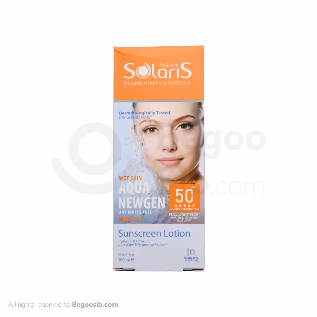 لوسیون آبی ضد آفتاب فاقد چربی SPF50 آکوا نیوژن سولاریس آردن 100 میلی لیتری