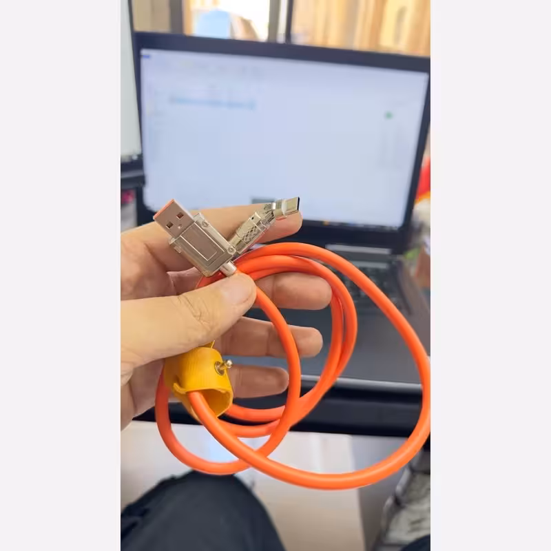 کابل ژله ای سایز بزرگ سر فلزی تایپ سی فست شارژ