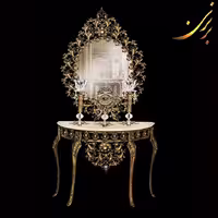 ست آینه کنسول ساعت و شمعدان آلیاژ کد 56