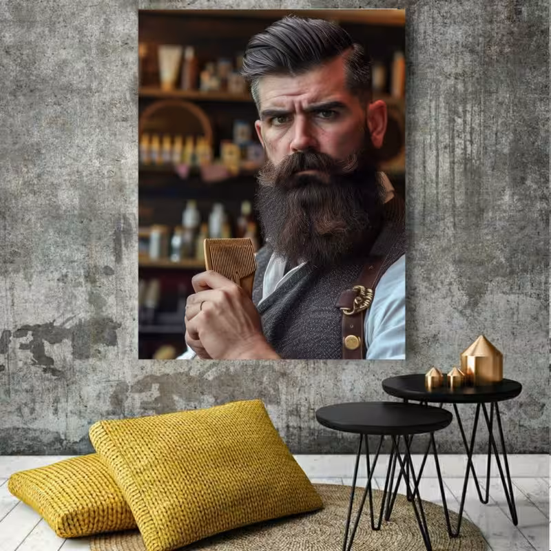 تابلو شاسی طرح آرایشگاه مردانه کد GR539 | دنیای قاب