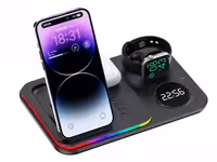 شارژر وایرلس رومیزی، هولدر موبایل، چراغ خواب و ساعت دیجیتال 5 کاره A82 5-in-1 Wireless Charging Dock