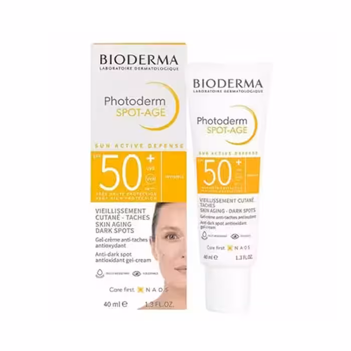 ضد آفتاب بایودرما اسپات ایج ضد چروک  SPF50 مدل Photoderm Spot-Age بیرنگ 40‌ میل