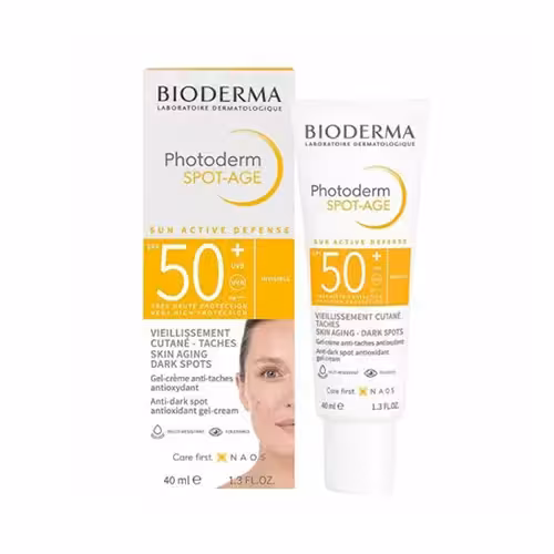 ضد آفتاب بایودرما اسپات ایج ضد چروک  SPF50 مدل Photoderm Spot-Age بیرنگ 40‌ میل